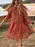 Lace Detail Plunge Cover-Up Dress - Hovatok