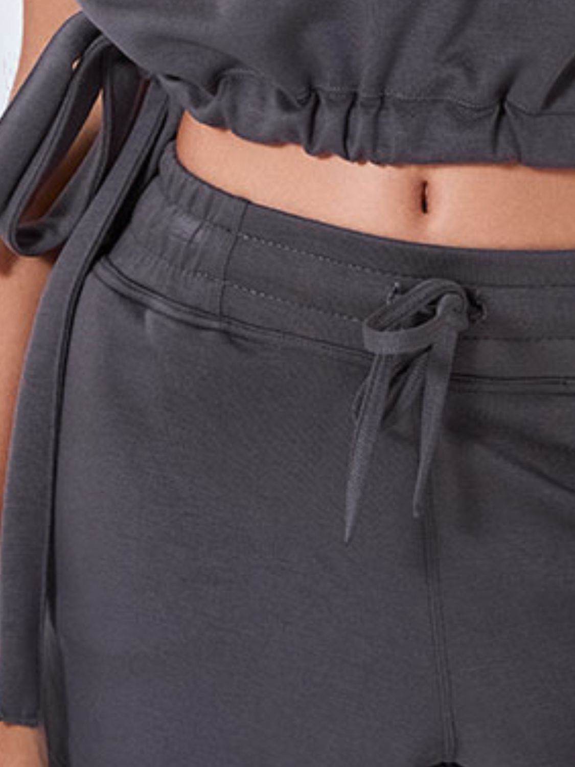 Drawstring Solid Color Shorts with Pockets - Hovatok
