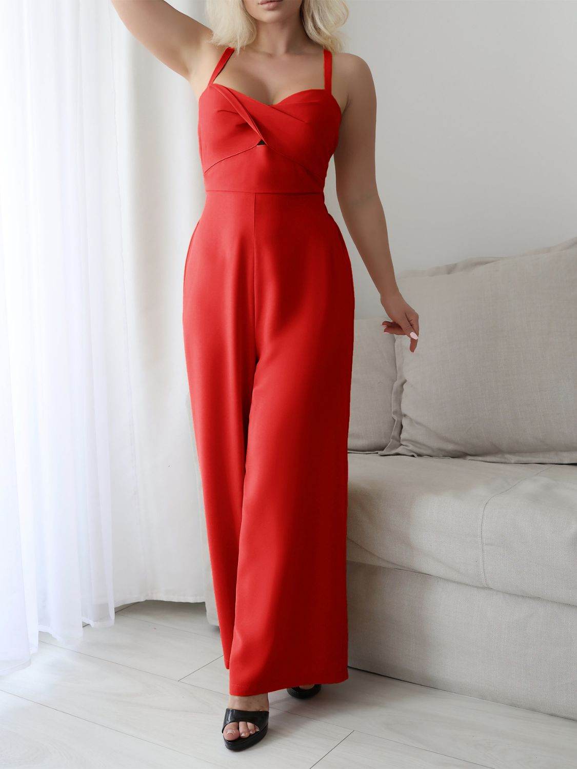 Devine Tie Back Backless Crisscross Jumpsuit - Hovatok