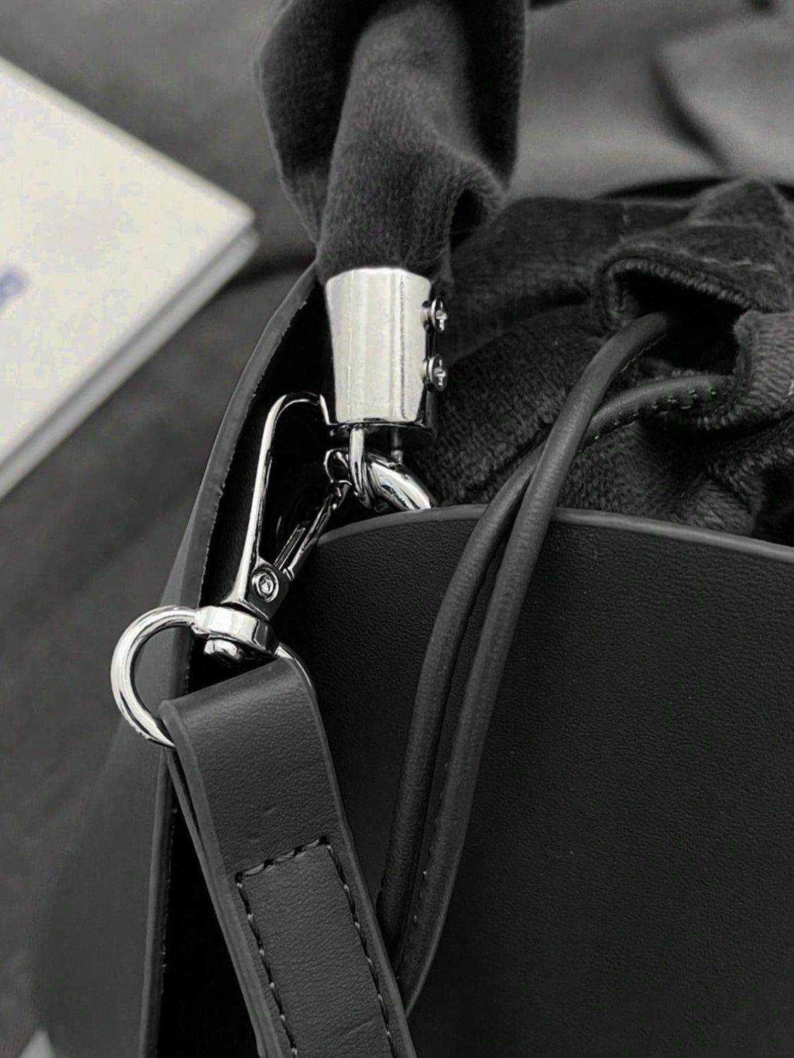 PU Leather Drawstring Bucket Bag - Hovatok