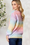 BiBi Rainbow Gradient Crochet Deetail Sweater - Hovatok