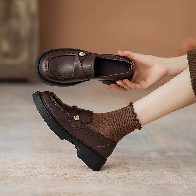 Round Toe Platform Loafers - Hovatok