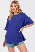 Cesfemme Textured Drop Shoulder T-Shirt - Hovatok