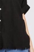 Umgee Full Size Linen Blend Button Down Shirt Plus Size - Hovatok