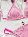 Ribbed Tie Back Bikini Set - Hovatok