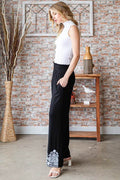 Heimish Full Size Solid Damask Casual Pants Plus Size - Hovatok