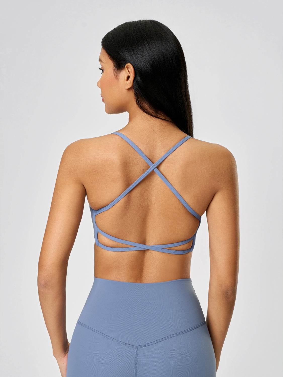 Millennia Crisscross Back Scoop Neck Active Cami with Detachable Chest Pads - Hovatok