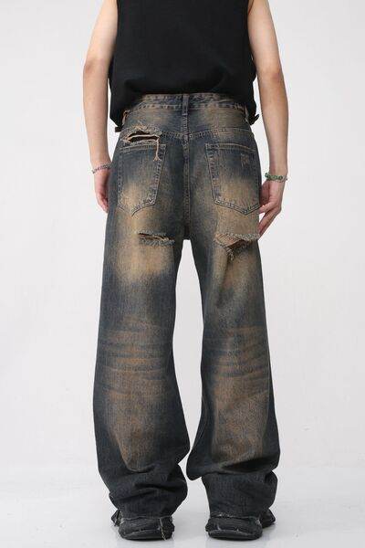 Distressed Wide Leg Jeans - Hovatok