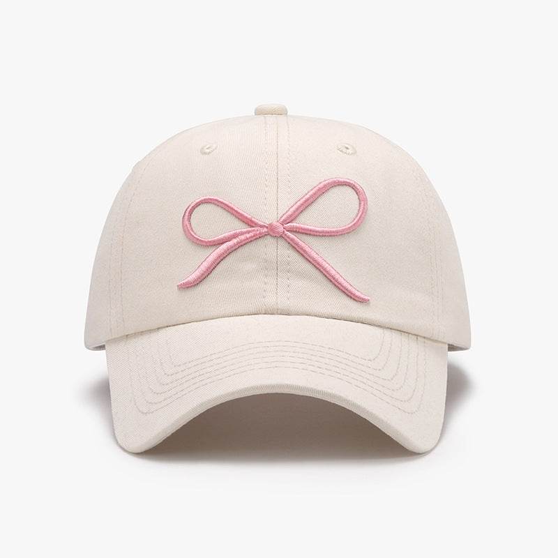Bow Embroidered Cotton Baseball Cap - Hovatok