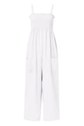 Smocked Spaghetti Strap Wide Leg Jumpsuit - Hovatok