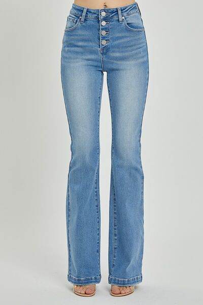 RISEN Full Size High Rise Button Fly Bootcut Jeans - Hovatok