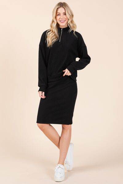 BOMBOM Quarter Zip Long Sleeve Sweatshirt with Pockets - Hovatok