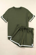 Contrast Trim Tee and Shorts Set - Hovatok