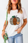 Pumpkin Graphic Round Neck Short Sleeve T-Shirt - Hovatok