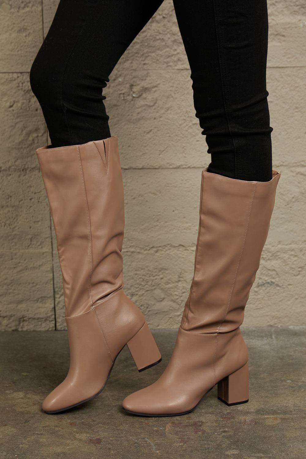 East Lion Corp Block Heel Knee High Boots - Hovatok