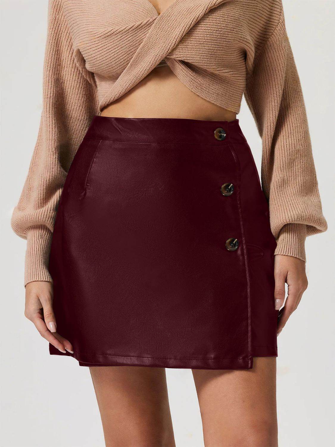 Buttoned High Rise Mini Skirt - Hovatok