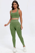 3 Piece Washed Square Neck Wide Strap Active Set - Hovatok