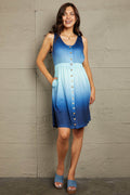 Double Take Scoop Neck Buttoned Sleeveless Magic Dress with Pockets - Hovatok