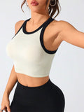 Contrast Trim Round Neck Active Tank - Hovatok