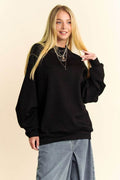 Davi & Dani Round Neck Raglan Sleeve Sweatshirt - Hovatok