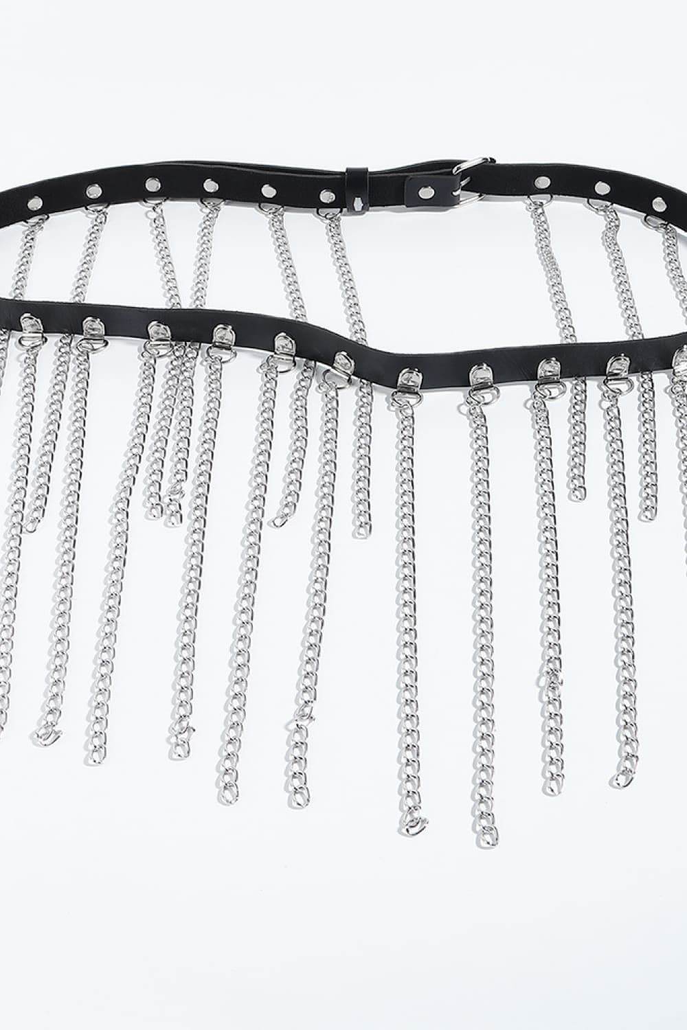 Fringed Chain PU Leather Belt - Hovatok
