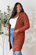 Basic Bae Full Size Hooded Sweater Cardigan - Hovatok
