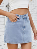 Solid Mini Denim Skirt - Hovatok