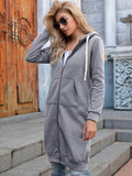 Ivy Lane Full Size Zip-Up Longline Hoodie with Pockets - Hovatok