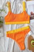 Color Block Scoop Neck Bikini Set - Hovatok