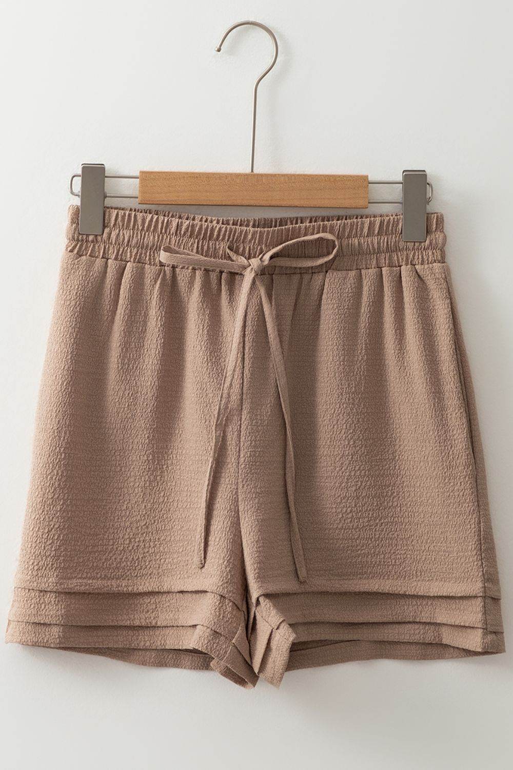 Textured Tiered Edge High Waist Shorts - Hovatok
