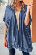 Ruffled Open Front Denim Top - Hovatok