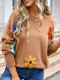 Angel Wings Crochet Flower Round Neck Sweater - Hovatok