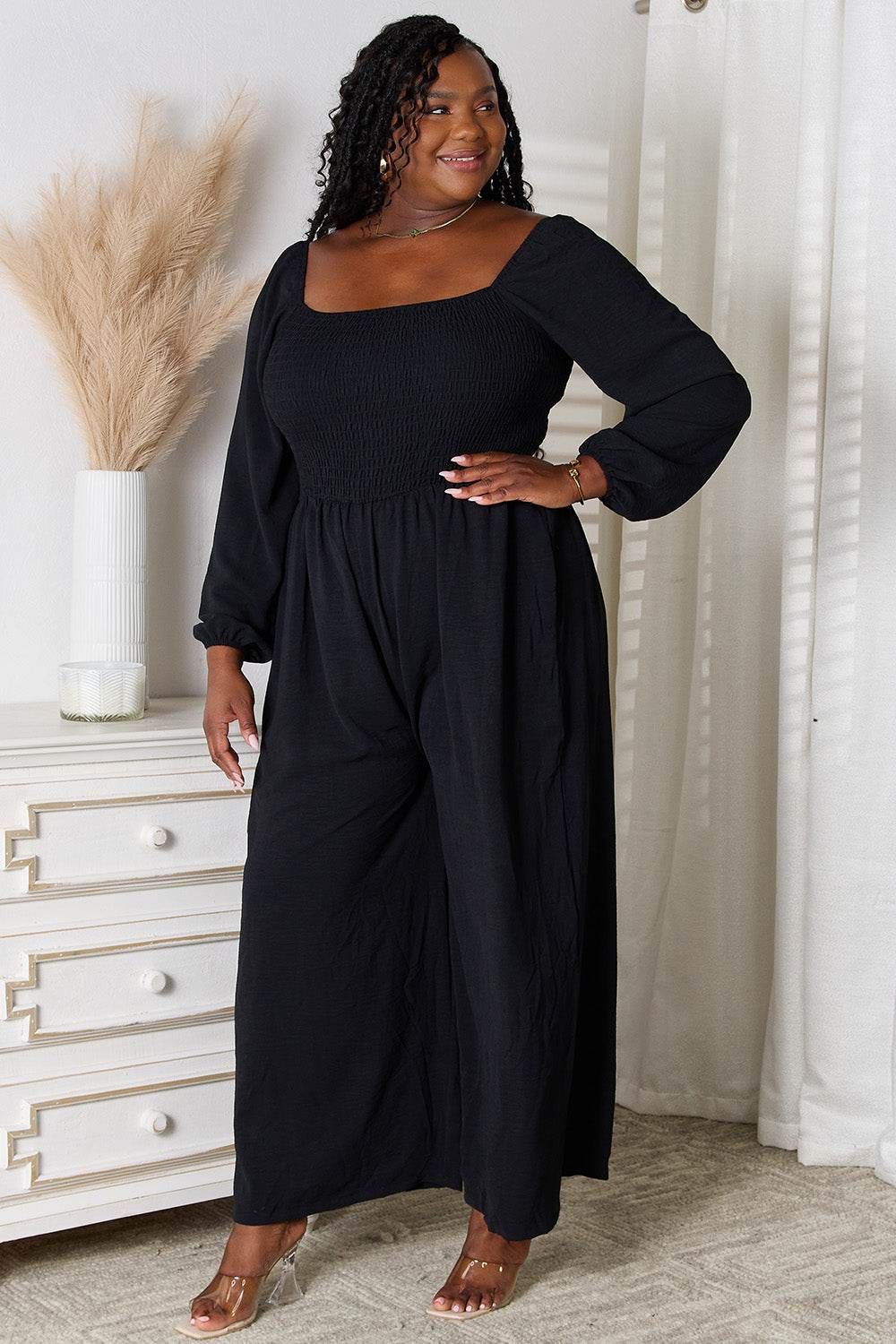 Double Take Square Neck Jumpsuit with Pockets - Hovatok