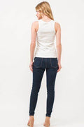 And The Why BOO Spider Web Embroidered Ribbed Tank - Hovatok