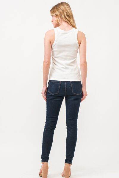 And The Why BOO Spider Web Embroidered Ribbed Tank - Hovatok