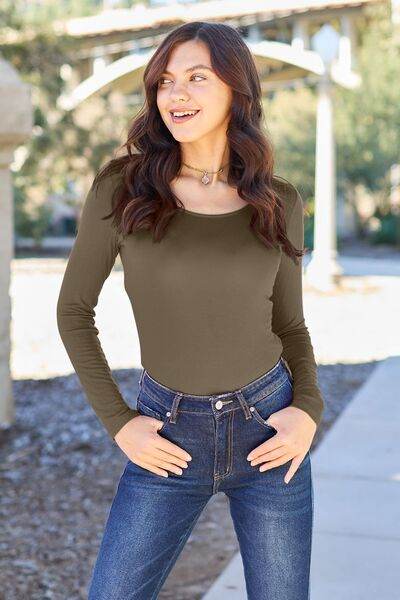 Basic Bae Full Size Round Neck Long Sleeve Bodysuit - Hovatok