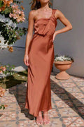 One Shoulder Sleeveless Maxi Dress - Hovatok