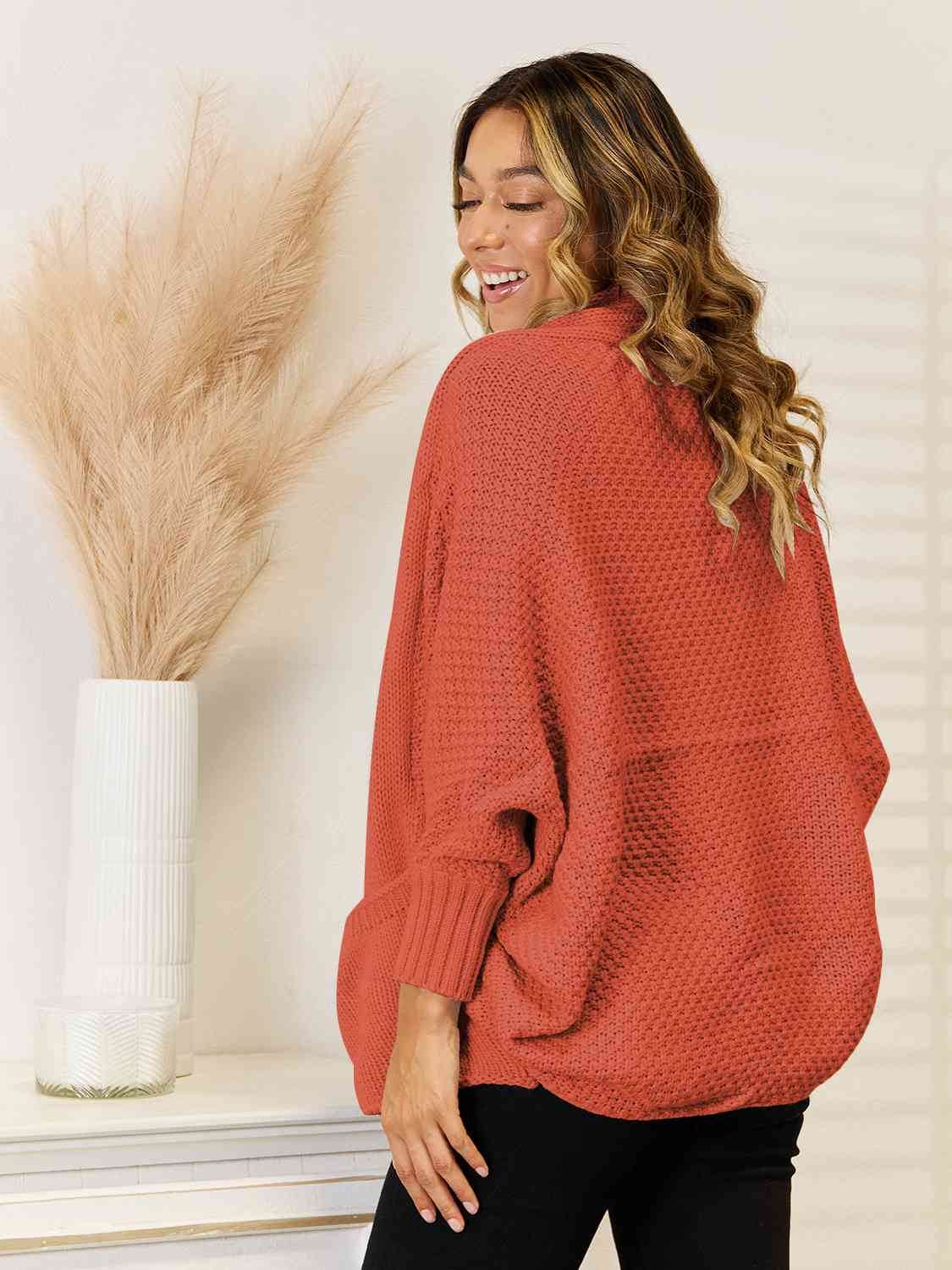 Angel Wings Open Front Cardigan with Pockets - Hovatok