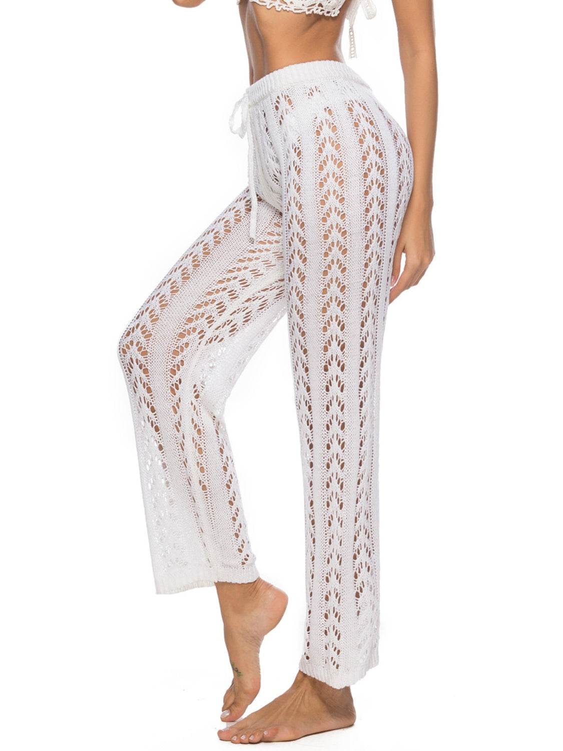 Cutout Drawstring High Waist Swim Pants - Hovatok