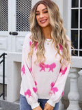 Angel Wings Bow Round Neck Dropped Shoulder Sweater - Hovatok