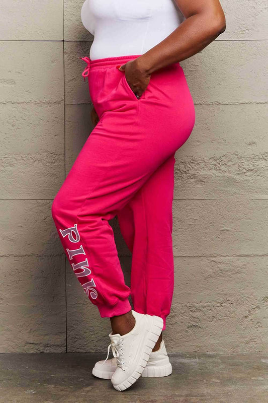 Simply Love Full Size PINK Graphic Sweatpants - Hovatok