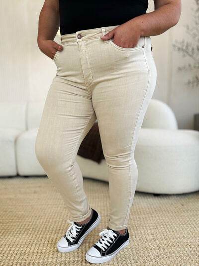 Judy Blue Full Size Garment Dyed Tummy Control Skinny Jeans - Hovatok