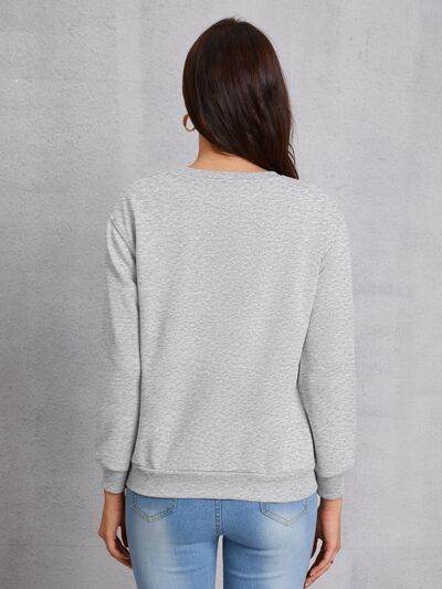 Round Neck Dropped Shoulder Sweatshirt - Hovatok