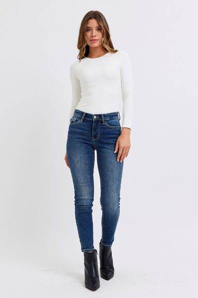 Judy Blue Full Size Run Mid-Rise Waist Skinny Jeans with Thermal Lining - Hovatok