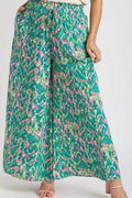 Umgee Full Size Mixed Print High Waist Wide Leg Pants Plus Size - Hovatok
