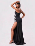 Slit Bow Trim Tube Maxi Dress - Hovatok