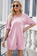 Lovelet Backless Round Neck Half Sleeve Romper - Hovatok