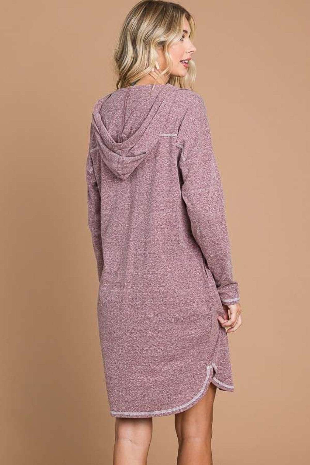 Culture Code Full Size Hooded Long Sleeve Sweater Dress - Hovatok