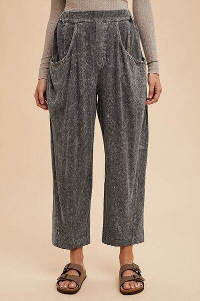 Annie Wear Mineral Washed Elastic Waist Pants - Hovatok