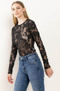 Ces Femme Floral Lace Mesh Bodysuit - Hovatok